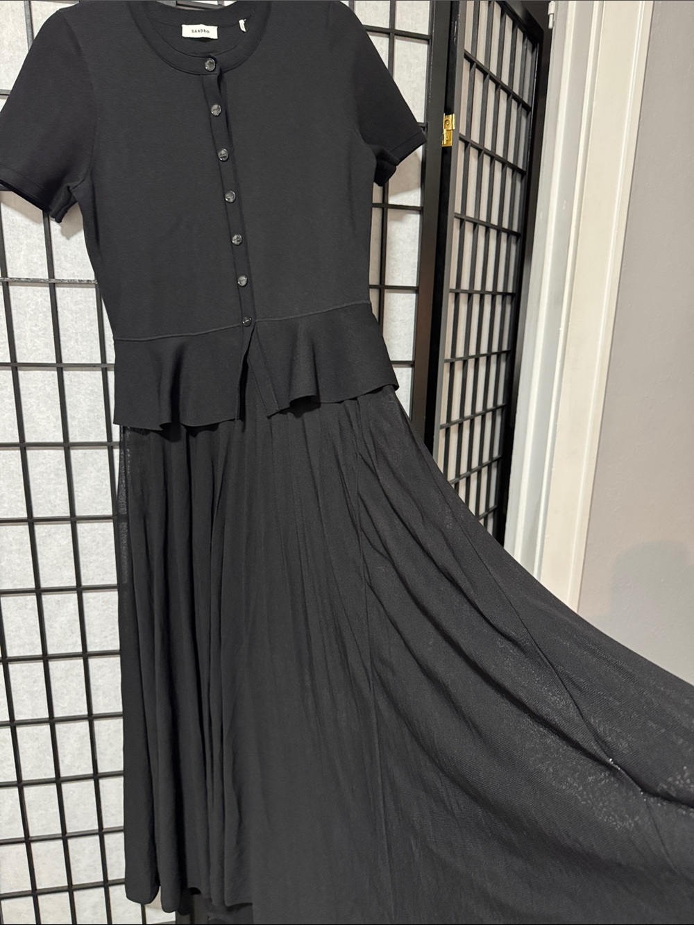 Sandro Judith Peplum Maxi Dress Black Size 8 / FR 40 - Picture 11 of 14